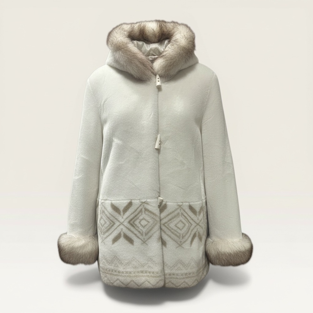 Vintage Hannah by Mar Lo Faux Trimmed Jacket with Geometric Trim